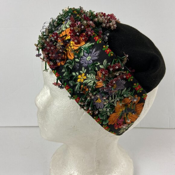 BULLOCK'S WILTSHIRE Hat Headband Embroidery Silk Flowers Beads